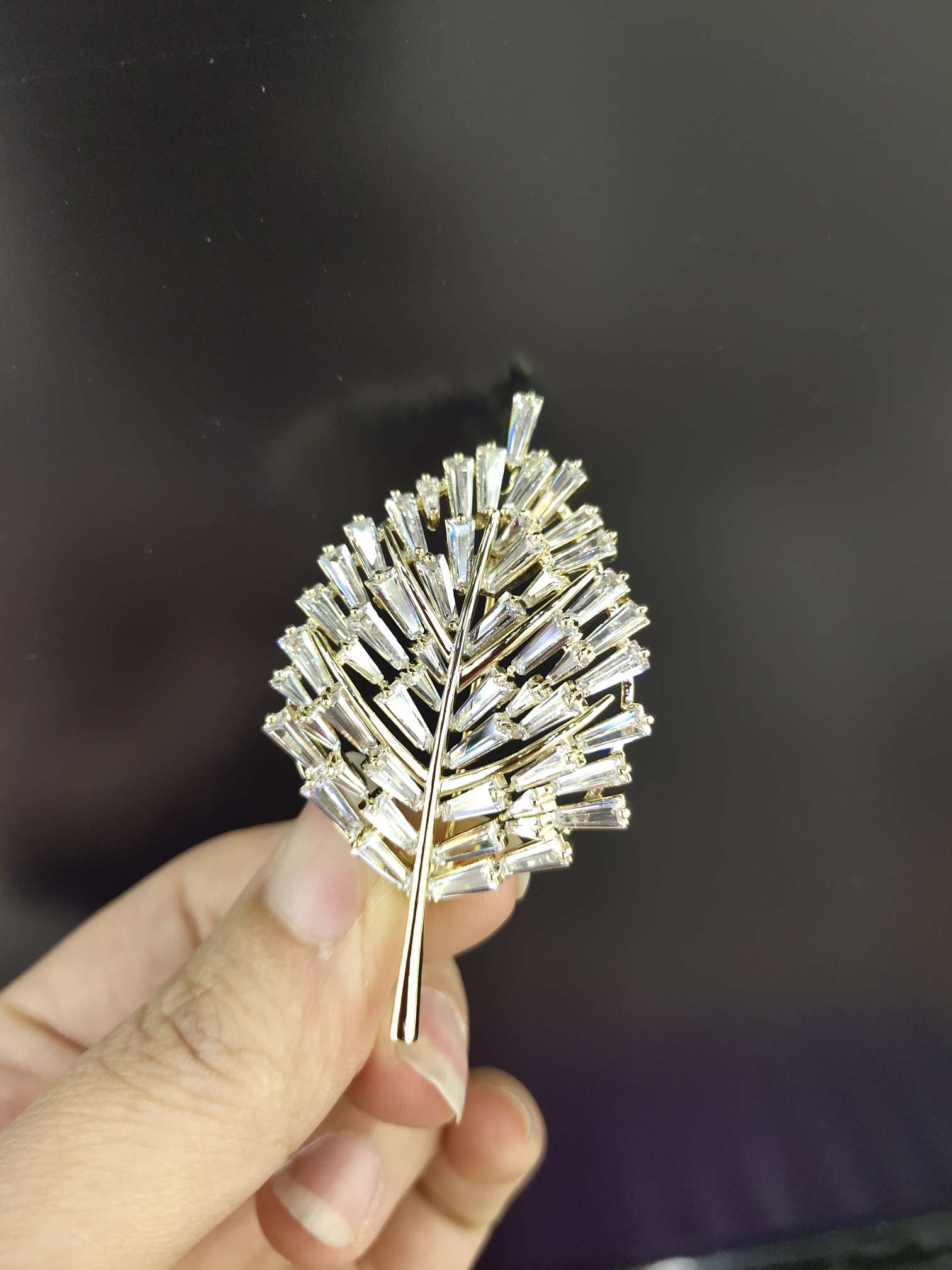 Korean-style fashion one leaf to get rich, high-end anti-glare overcoat, suit, accessories and brooch details Picture