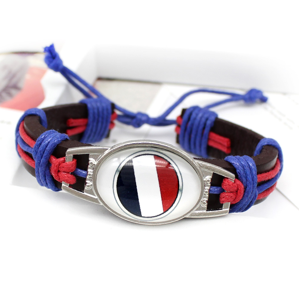 FLY238 Brazil Germany Spain Russia World Cup vintage cowhide rope bracelet