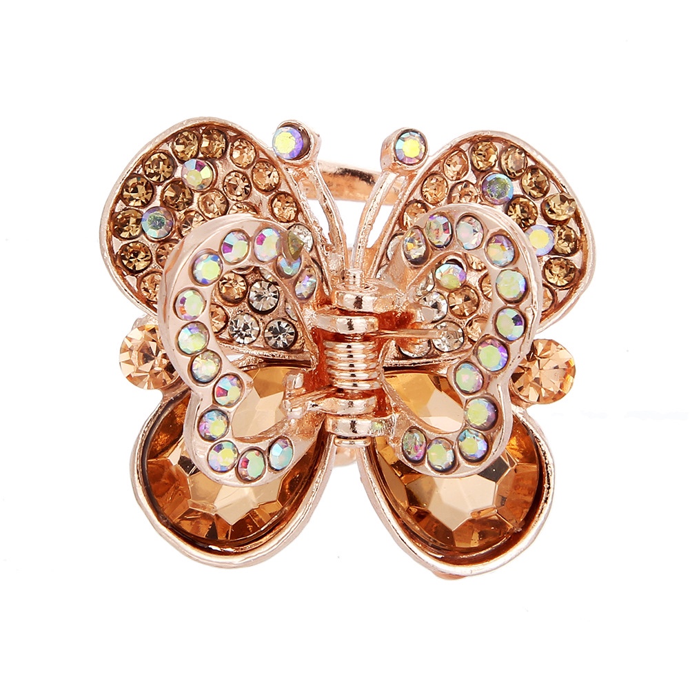 New butterfly rhinestone clip bangs clip Korean hair accessories Butterfly crystal alloy clip