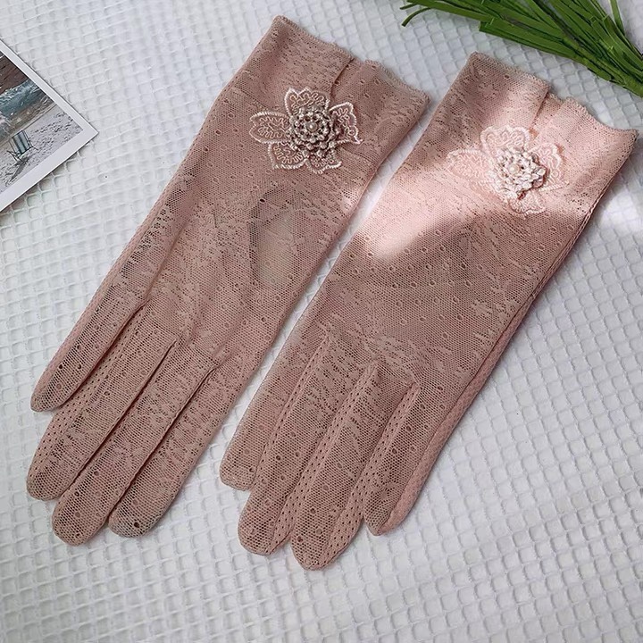 Driving sunscreen gloves UV protection Thin touch screen sunshade lace ice silk breathable cycling gloves
