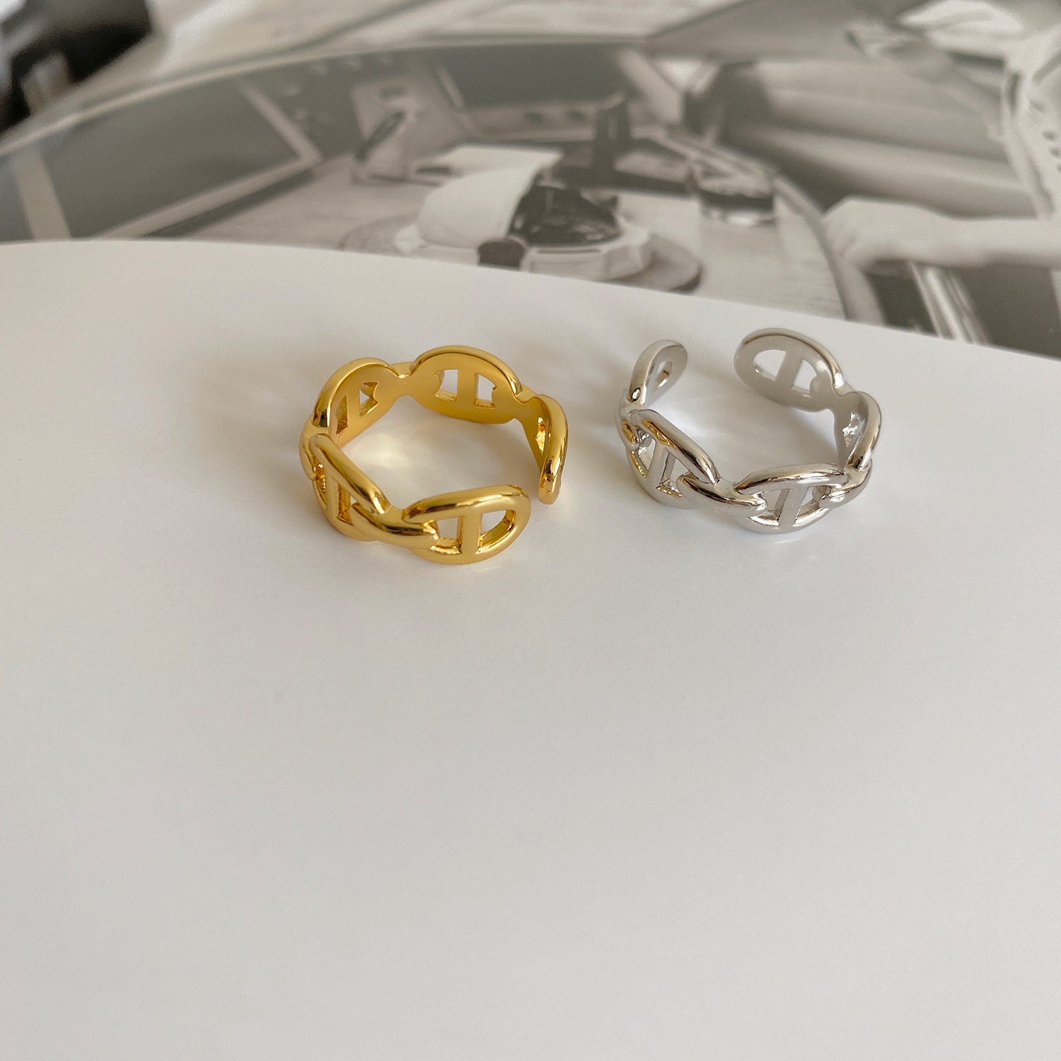 Ring network red adjustable stylish high-grade chain open ring ring women all match