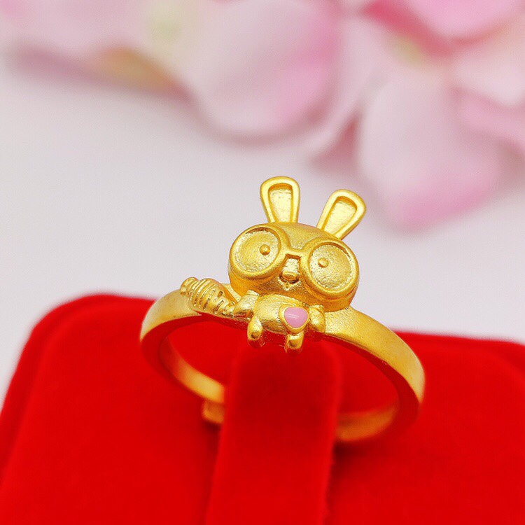 Little pink white rabbit ring