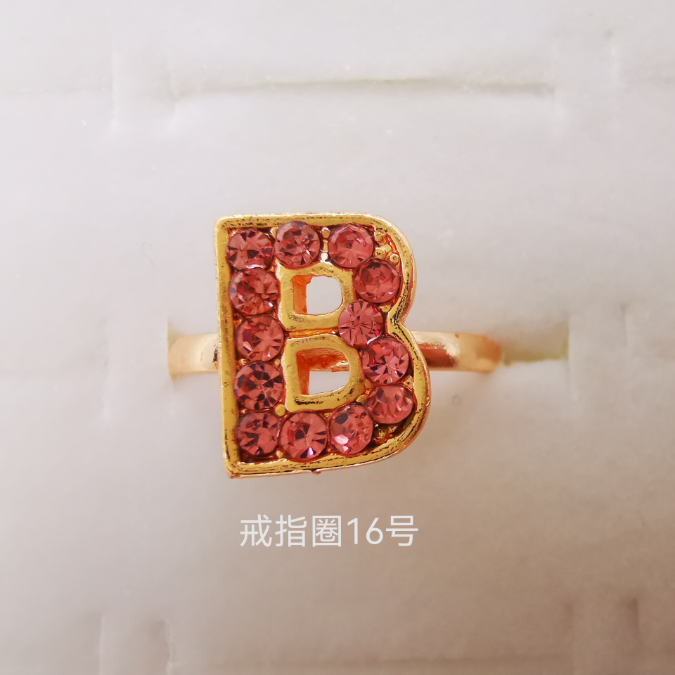 Letter series color diamond alloy ring electroplated imitation gold classic 2230