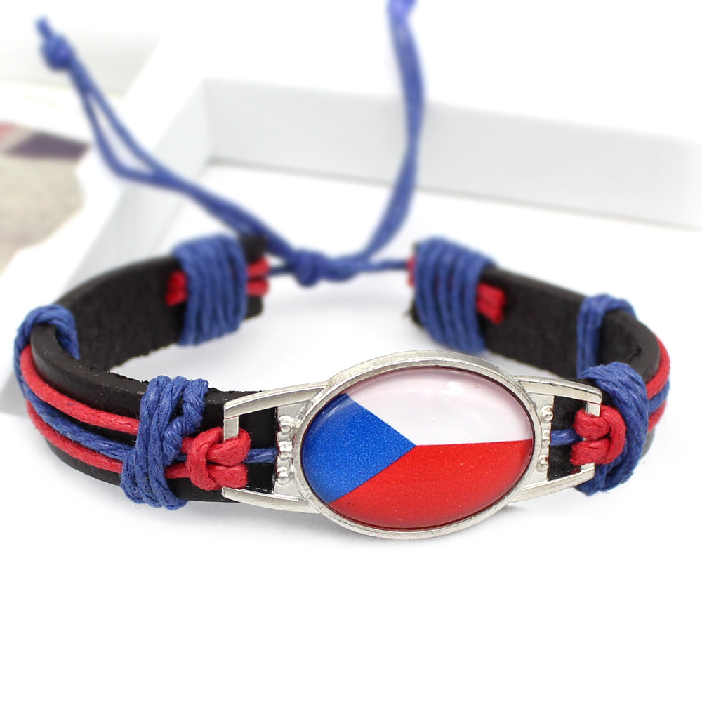 FLY1767 Mexico Venezuela Switzerland Peru World Cup Flag vintage cowhide rope bracelet