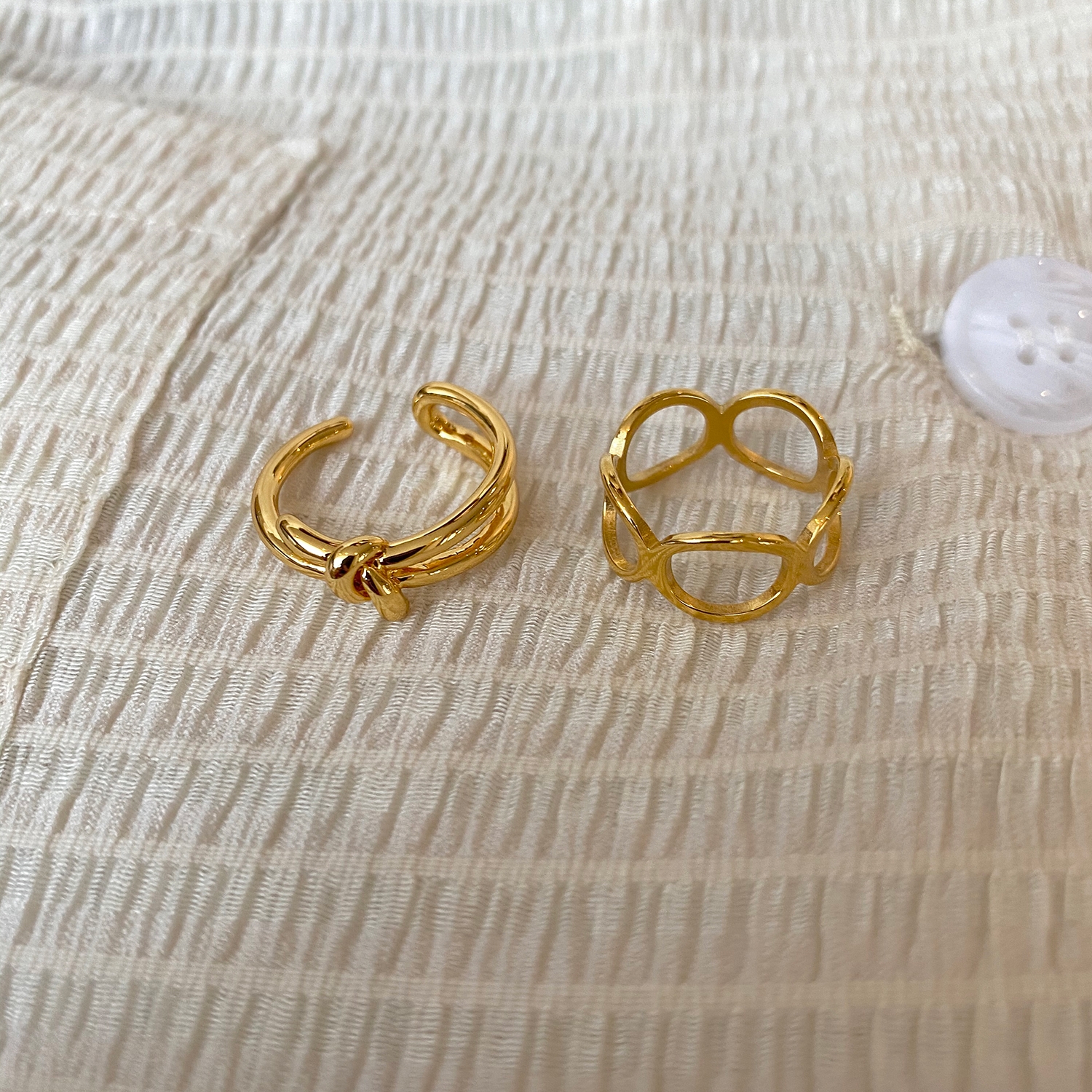 Ring gold exaggerated fold wear decorative ring female adjustable