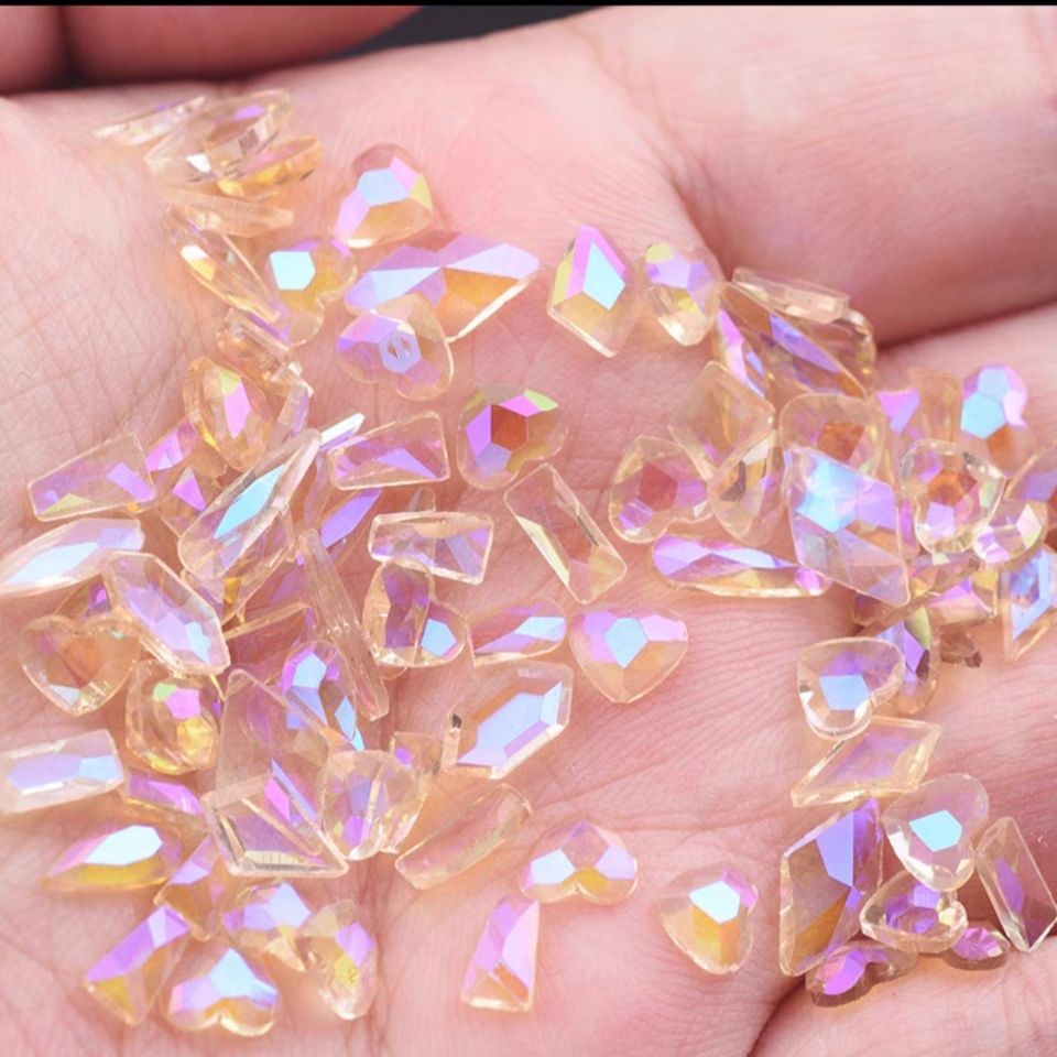 Nail jewelry abnormals diamond flat mixed net celebrity AB color Champagne super flash diamond Japanese nail jewelry 16 thumbnail