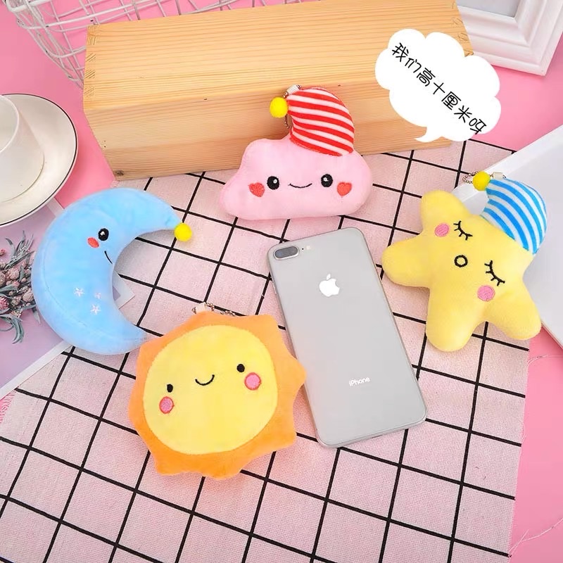 Star, Moon, Sun, White cloud, plush pendant, toy doll, plush pendant, toy keychain, bag, hanging decoration, gift detail image 4