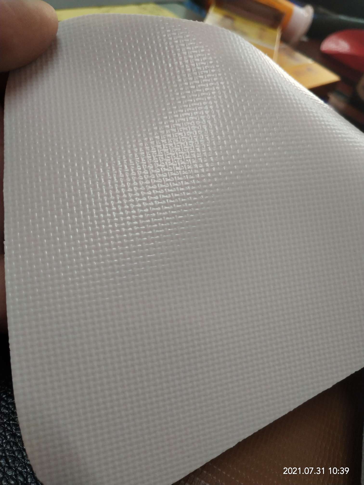 High-quality white matte PVC mesh fabric laminated bag fabric is suitable for various water bags, various gymnastic MATS, and various special fabric for bags detail image 7
