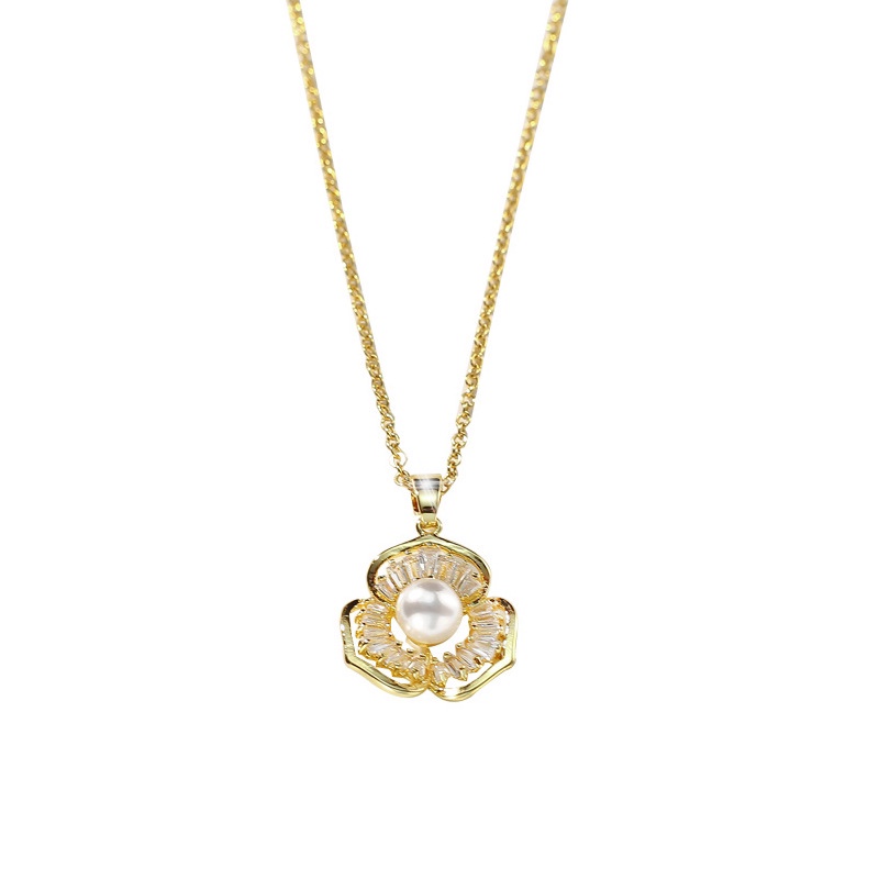Korean pearl flower pendant, fashionable, Instagram, simple and niche pendant (single pendant without chain)