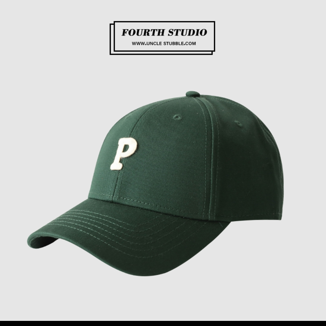 Stubble uncle letter P hardtop baseball cap female Korean version of ins style casual all-top cap male sports cap 58