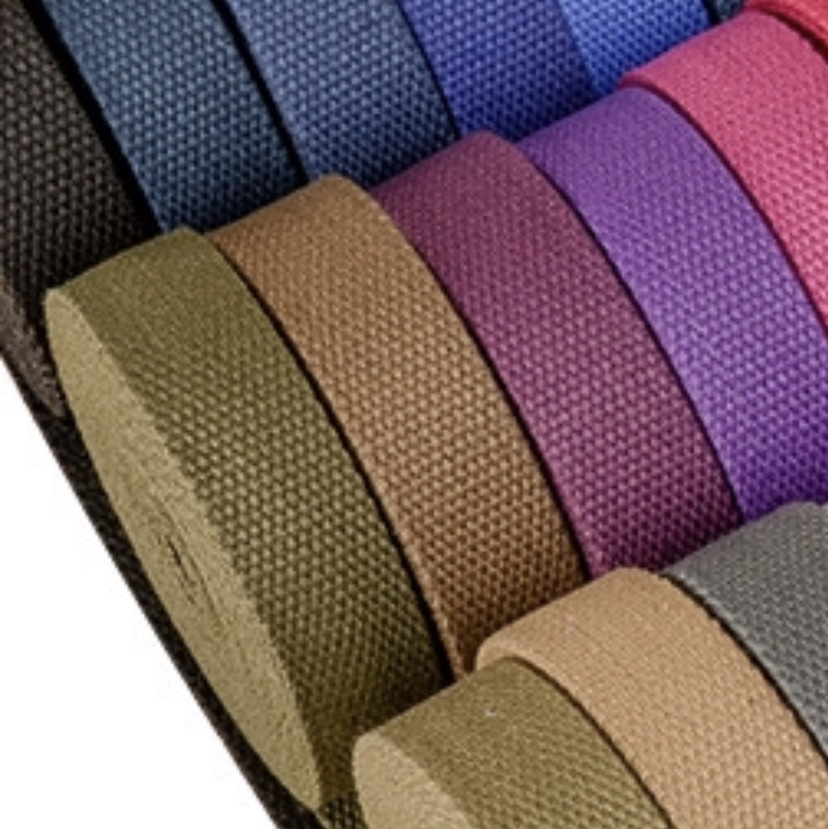 Colorful polyester cotton tape thick hand webbing bead cotton tape canvas Yoga webbing 16#