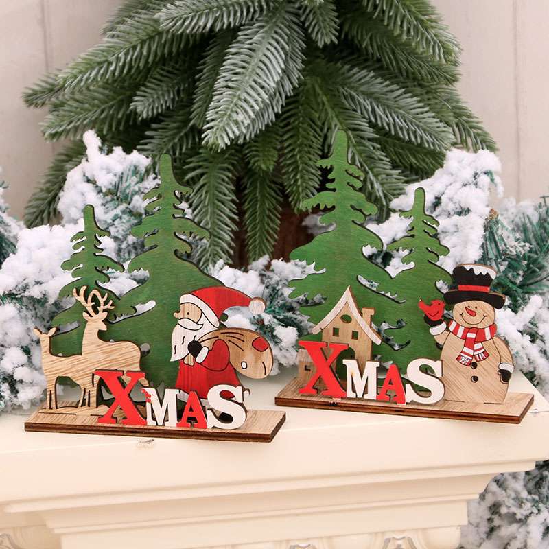 圣诞装饰品 圣诞节木质挂件儿童礼物圣诞树挂牌 场景装饰挂件14详情图3