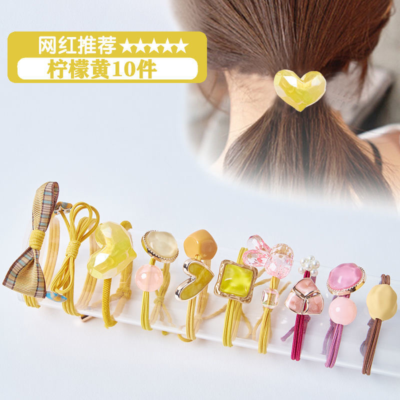 Sweet girl, double-layered flower hair band, cute hair tie, ponytail hair tie, high school girls, elastic rabbit rubber band 11 detail image 1