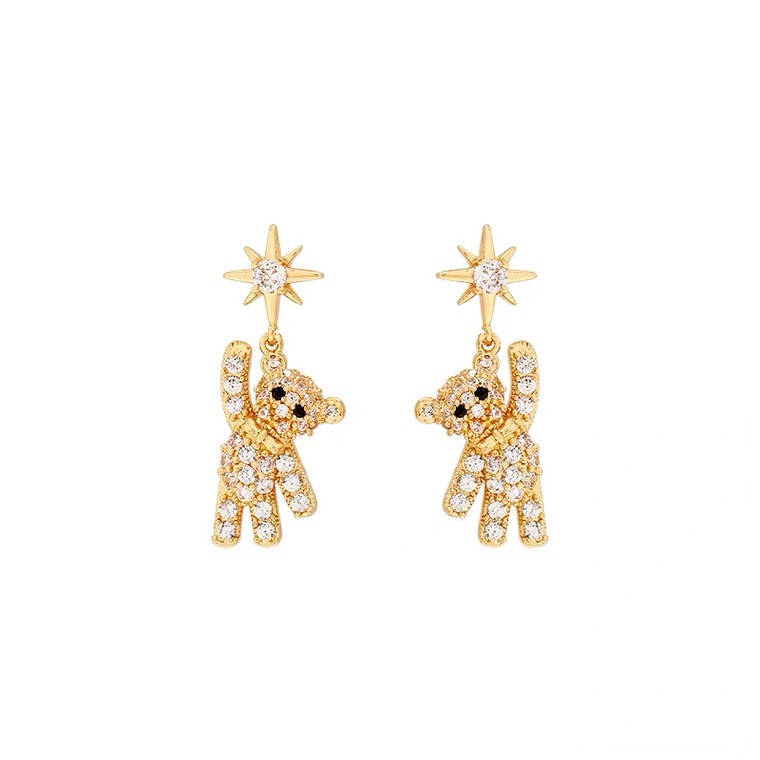 Stud earrings with micro-inlaid bear earrings