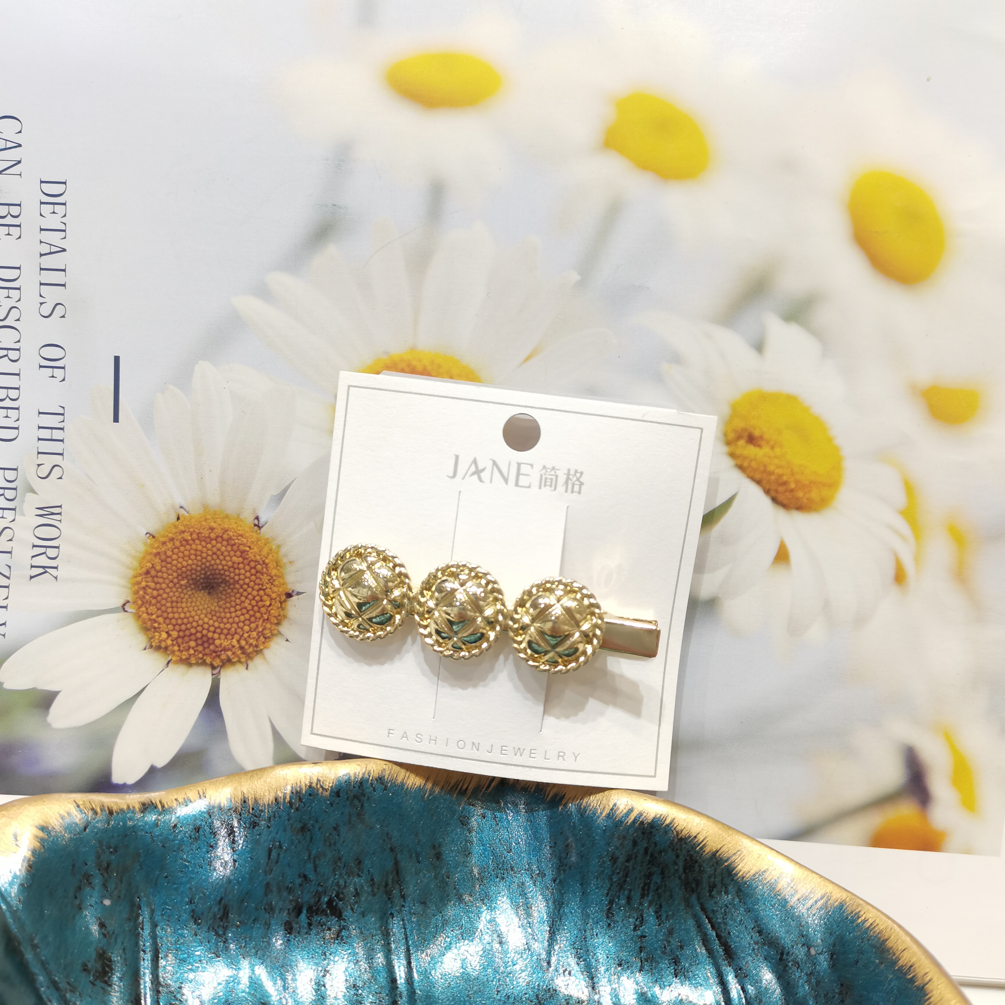 韩国日系小清新ins风
潮流时尚百搭圆形光面网面形鸭夹