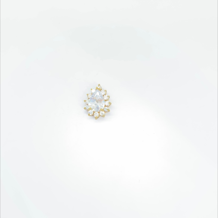 Cast copper water drop shaped white drill without hanging