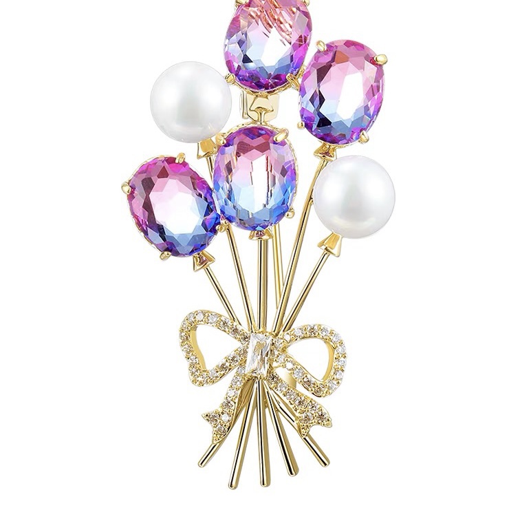 Colorful hot air balloon brooch