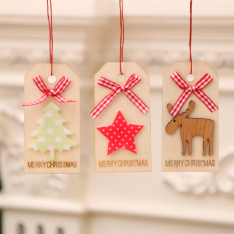 圣诞装饰品木制圣诞镂空圣诞树小挂件木质五角星铃铛挂件礼品详情图3