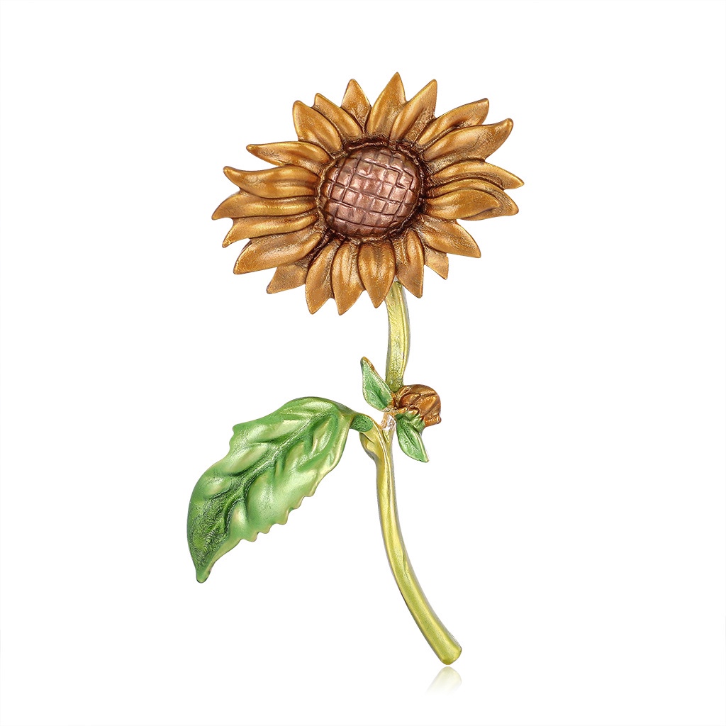 Creative painting Oil Sunflower Brooch Korean version Fashion personality Alloy drop oil paint ladies corsage