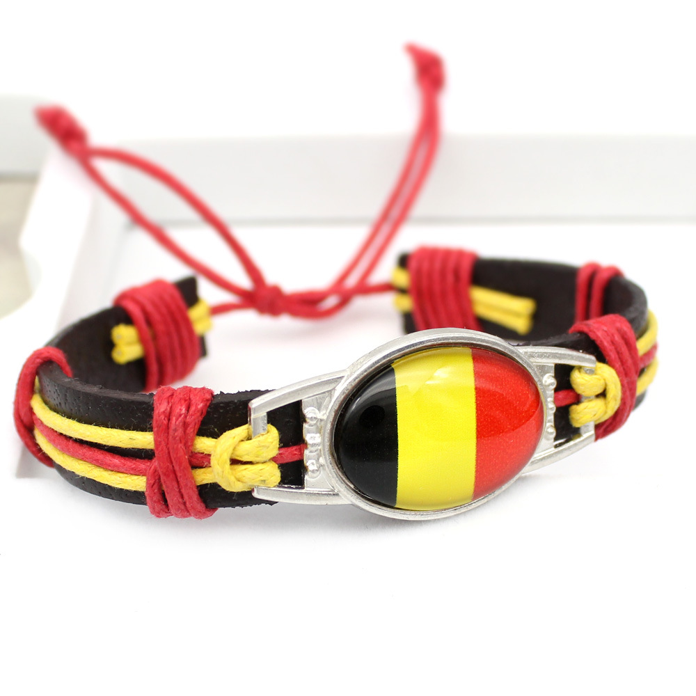 FLY236 Brazil Germany Spain Russia World Cup vintage cowhide rope bracelet