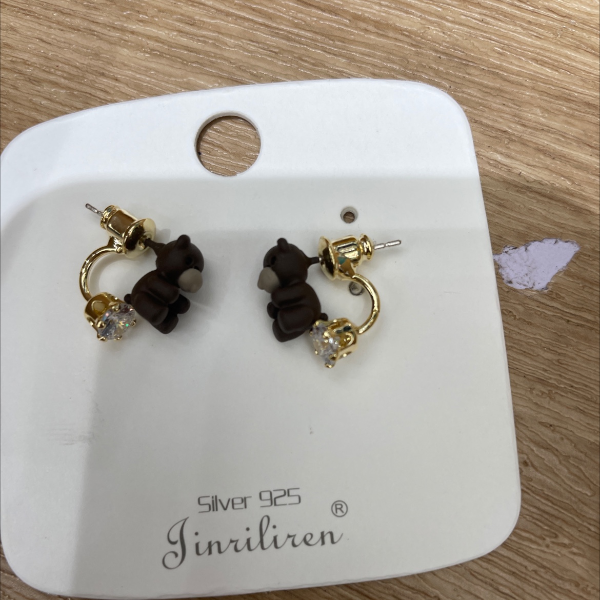 Today beauty Korean version earrings bear cartoon cute design two unique wear