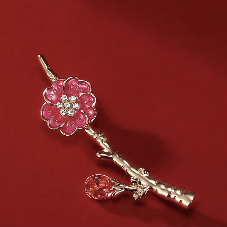 Pink flower brooch