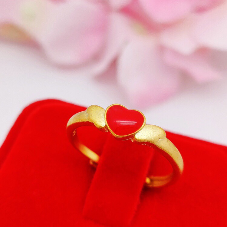 Red angel heart ring