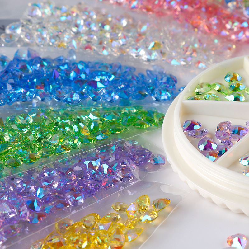 Nail jewelry shaped diamond flat mixed net celebrity AB color Champagne super flash diamond Japanese nail jewelry 24 thumbnail