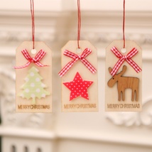 圣诞装饰品木制圣诞镂空圣诞树小挂件木质五角星铃铛挂件礼品8