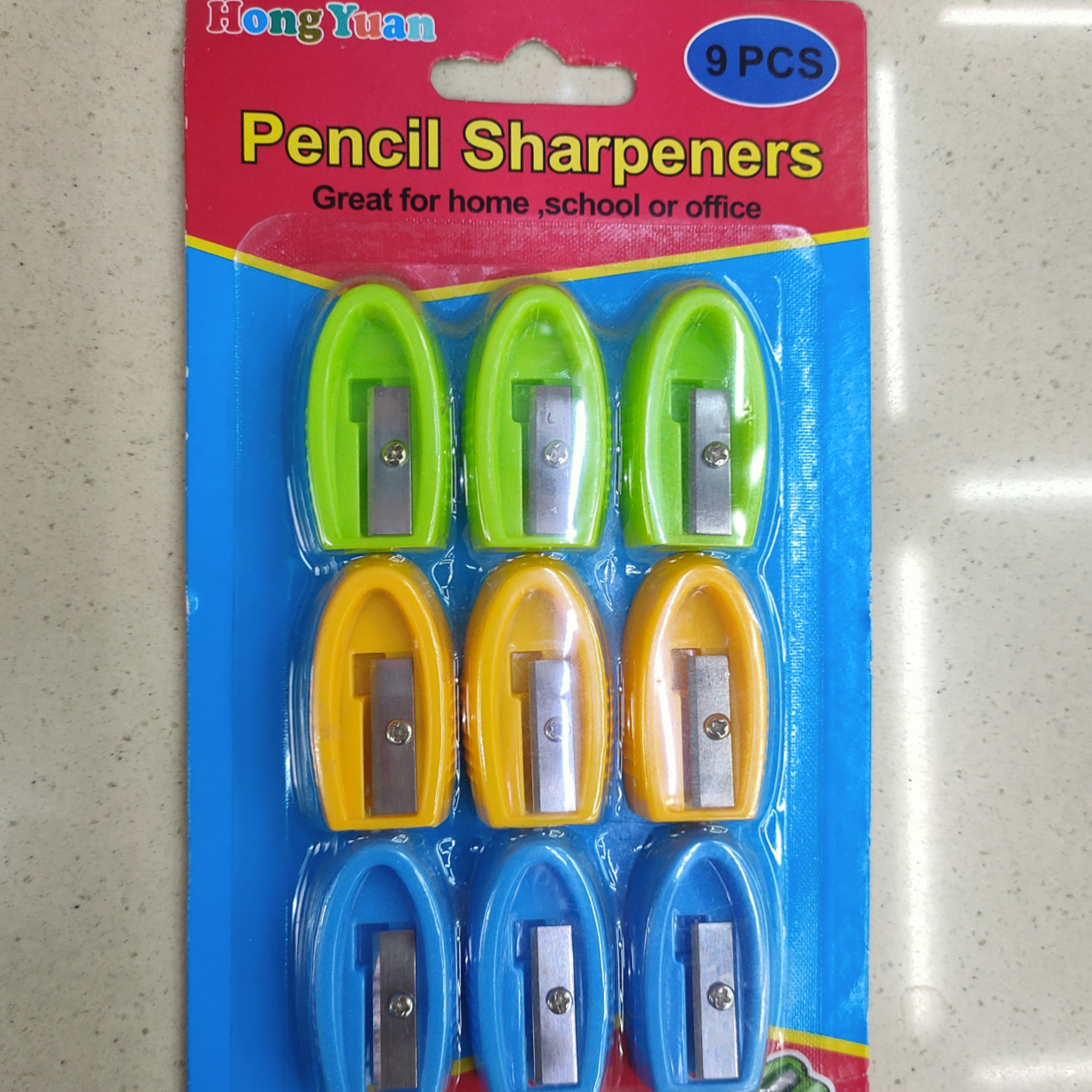 9pc Pencil sharpener suction card