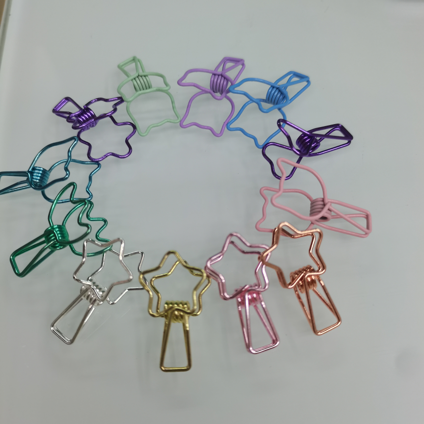 电泳亮彩创艺猫夹，鱼尾夹，五角星，梅花夹工艺夹图