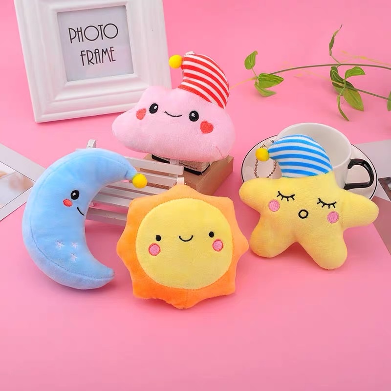 Star, Moon, Sun, White cloud, plush pendant, toy doll, plush pendant, toy keychain, bag, hanging decoration, gift detail image 1