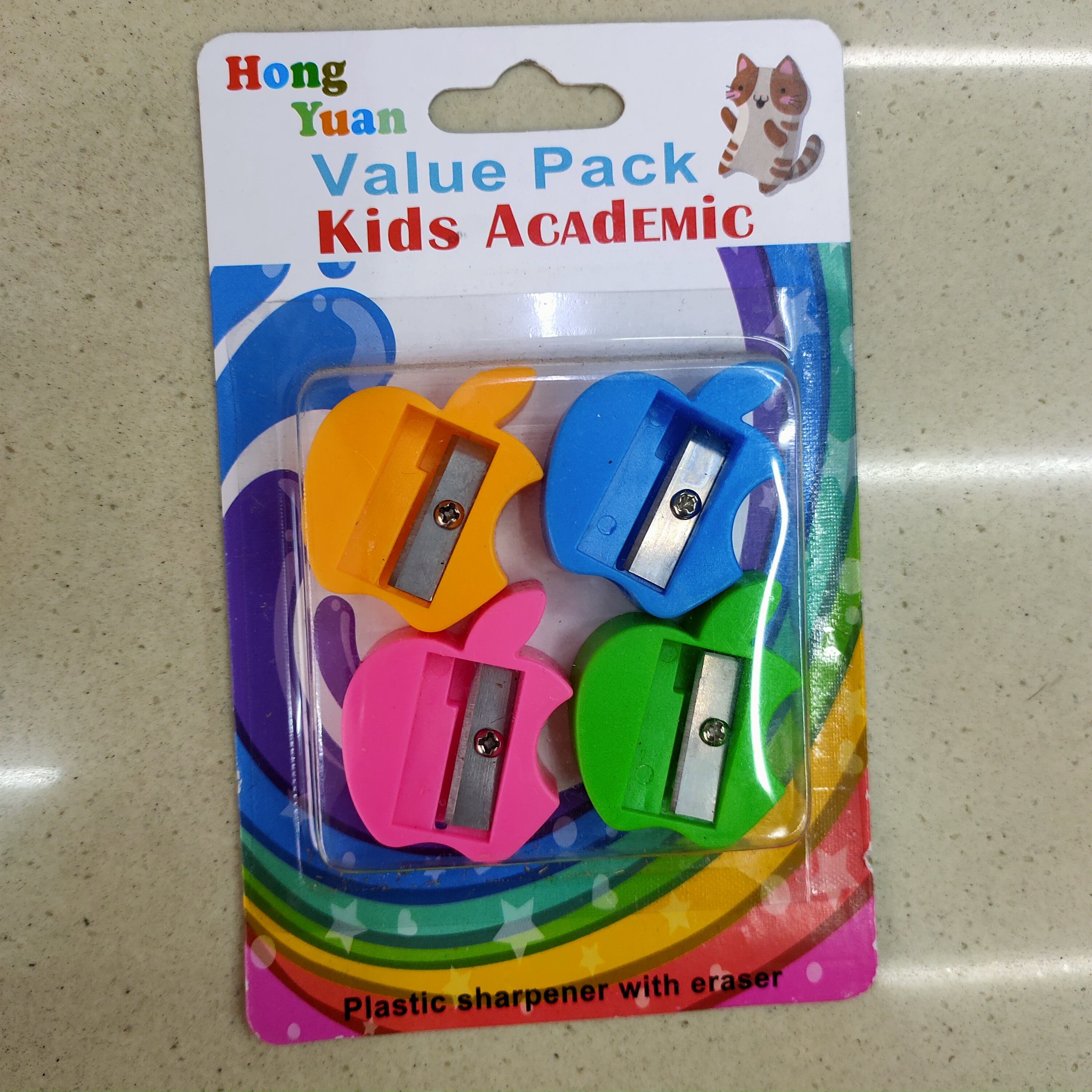 Four pencil sharpener suction cards