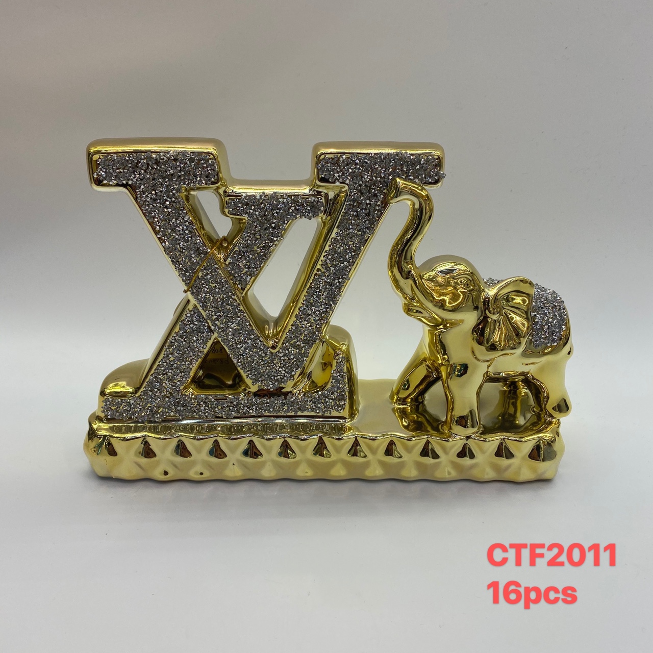 Animal decoration ceramic elephant decoration plated gold silver decoration Japanese pastoral style home craft decorated gold castle vase