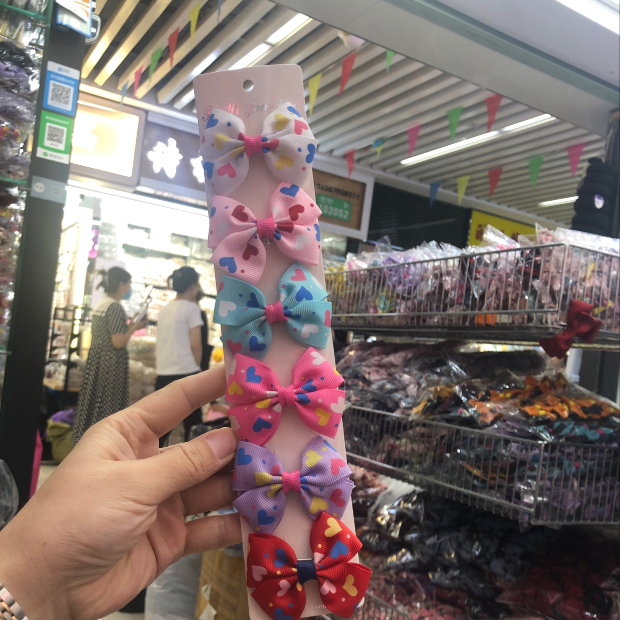 绚丽多彩美滋滋超好看仙女必备外贸印爱心儿童蝴蝶结