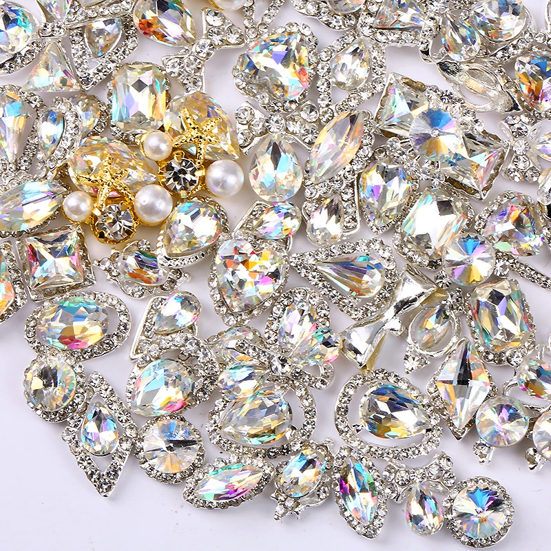 Nail jewelry shaped diamond flat mixed net celebrity AB color Champagne super flash diamond Japanese nail jewelry 8 thumbnail