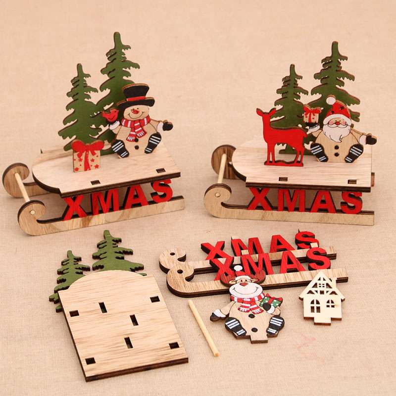 圣诞装饰品 圣诞节木质挂件儿童礼物圣诞树挂牌 场景装饰挂件15细节图