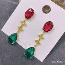 2021 new trendy S925 Silver Needle earrings Luxury Drop colored gems multi-color optional fashion earrings