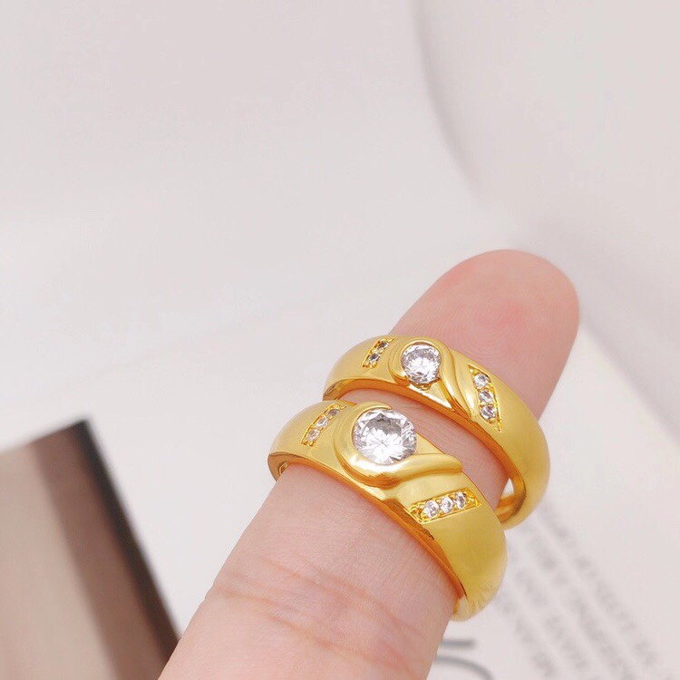 Zircon peach mood lovers ring