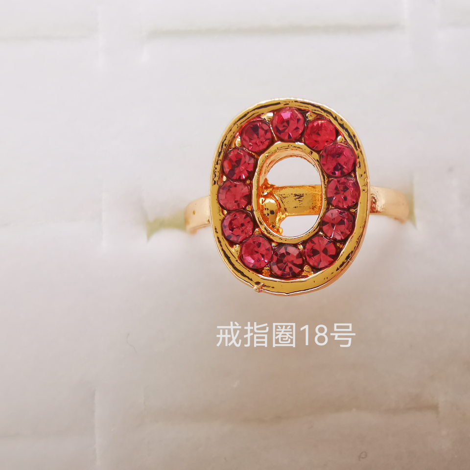 字母系列 彩钻合金戒指 电镀仿金经典款2291
