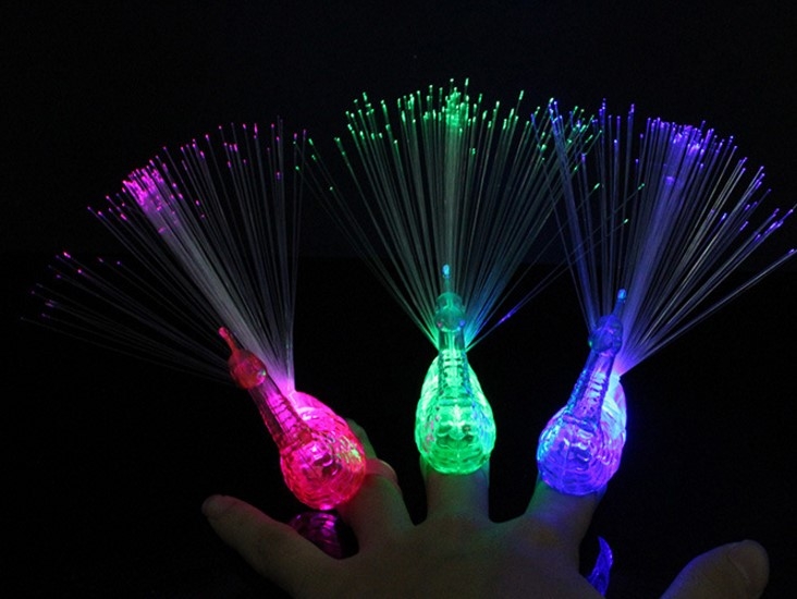 孔雀手指灯七彩发光戒指变色开屏光纤灯地摊儿童发光玩具酒吧助威手指灯LED灯详情图5