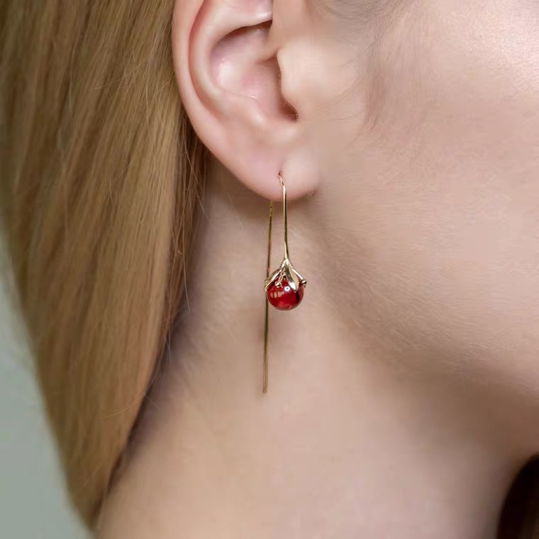 Uniquely designed red bead earrings