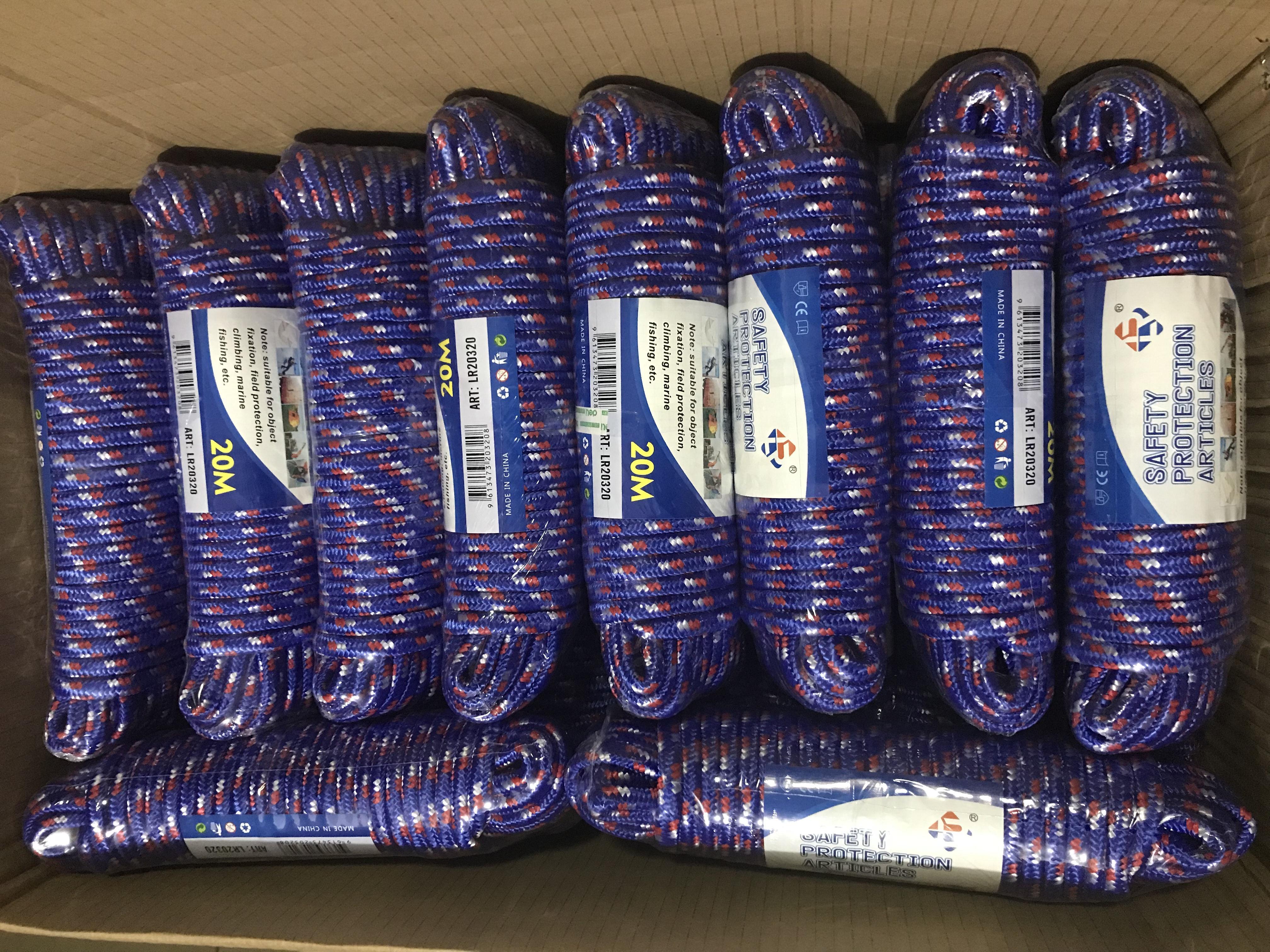 蓝加白红丙纶无纺布包芯绳10mmx20m，宠物牵引绳，通用绑绳，捆扎绳，晾衣绳。详情图7