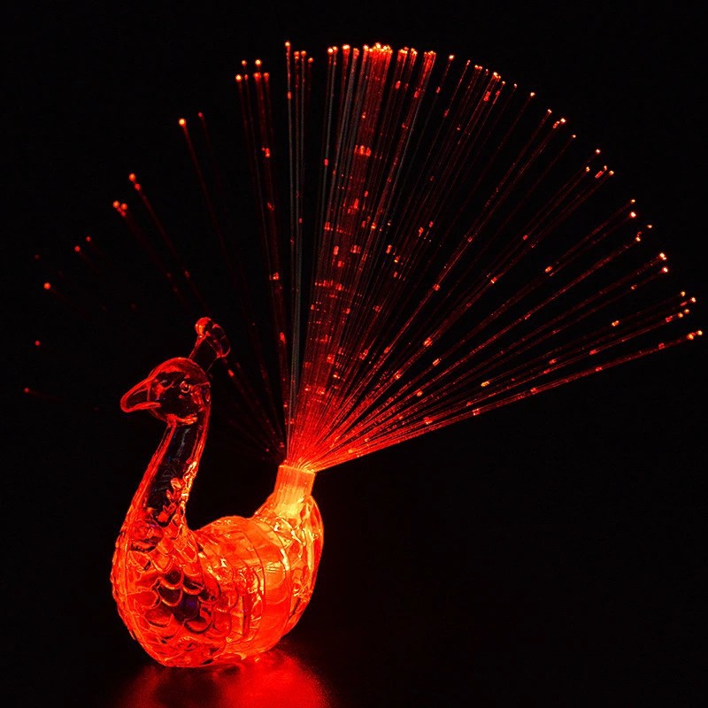 孔雀手指灯七彩发光戒指变色开屏光纤灯地摊儿童发光玩具酒吧助威手指灯LED灯详情图2