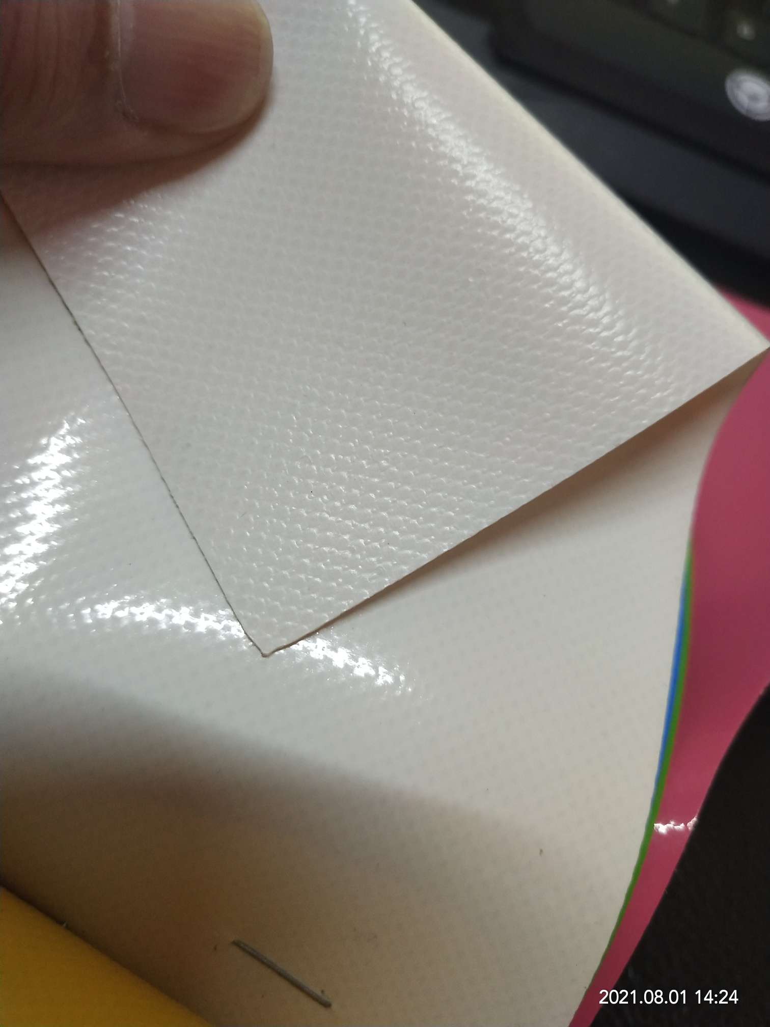 优质光面奶白色PVC夹网布  箱包布  各种体操垫  各种箱包袋专用面料细节图
