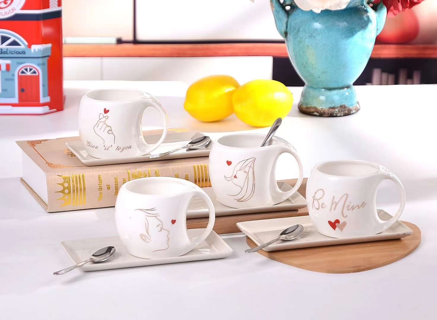 Buck Star Ceramic Cup Couple Cup Creative Personality Cup Coffee Cup Saucer Set High-End Tea Cup Set Item Picture
