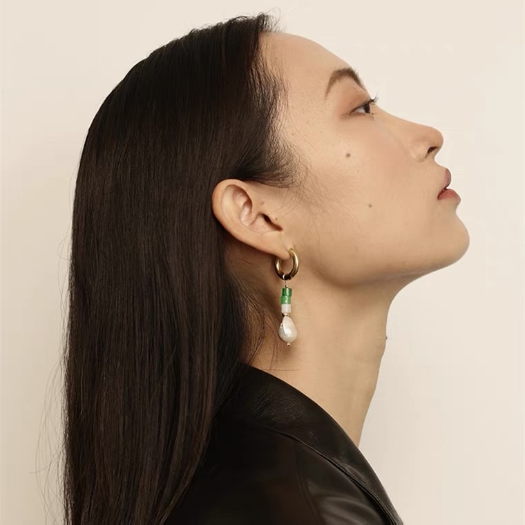 Earring hebillas tubo de vidrio pendientes de perlas details Picture