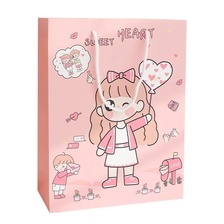 韩版ins风礼品袋手提袋包装袋大号小号纸袋子可爱卡通少女礼物袋定制印刷