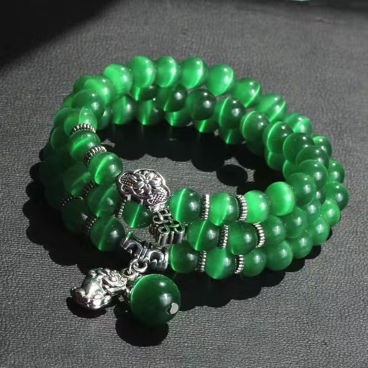 猫眼貔貅手链绿色