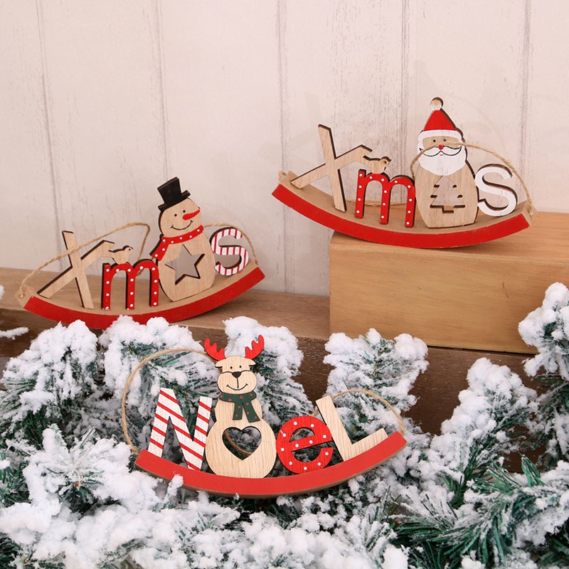 圣诞装饰品 圣诞节木质挂件儿童礼物圣诞树挂牌 场景装饰挂件24